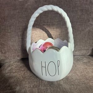 Rae Dunn • Ceramic Basket • Blue Easter • HOP • Easter Eggs